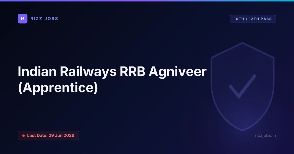 Indian Railways RRB Agniveer (Apprentice) Indian Railways RRB Agniveer (Apprentice) - Official Job Notification