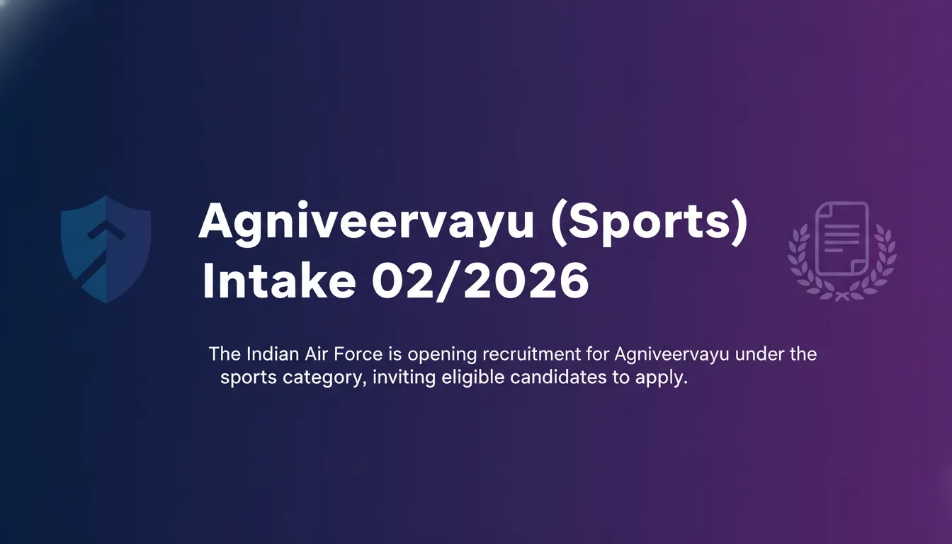 Agniveervayu (Sports) Intake 02/2026 - Official Job Notification