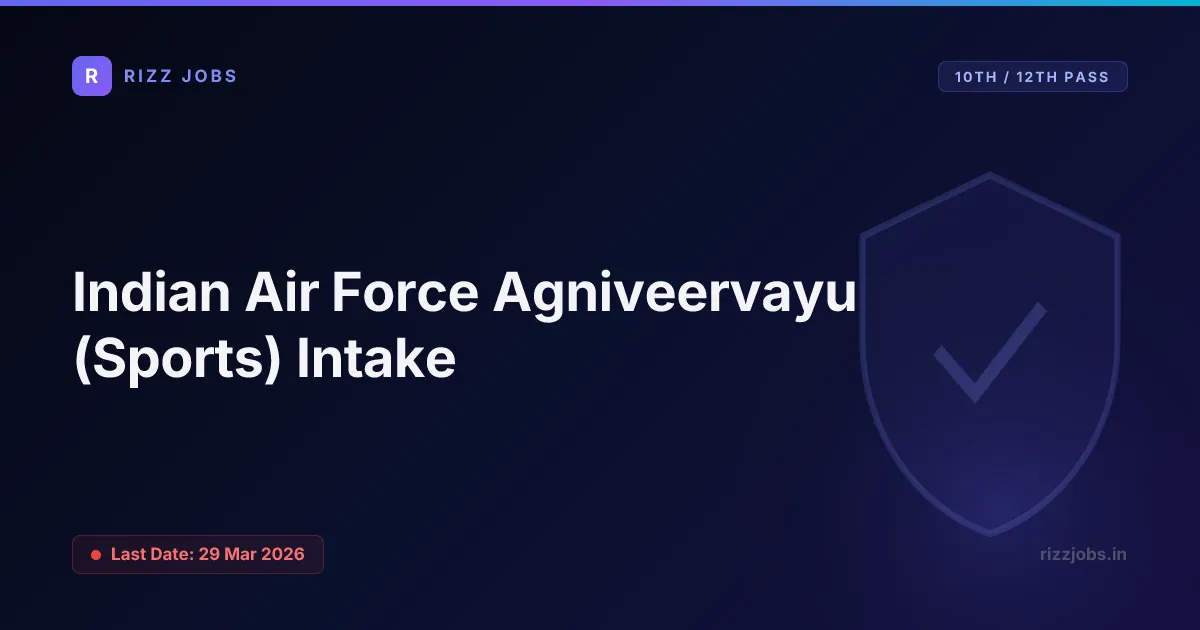 Indian Air Force Agniveervayu (Sports) Intake - Official Job Notification