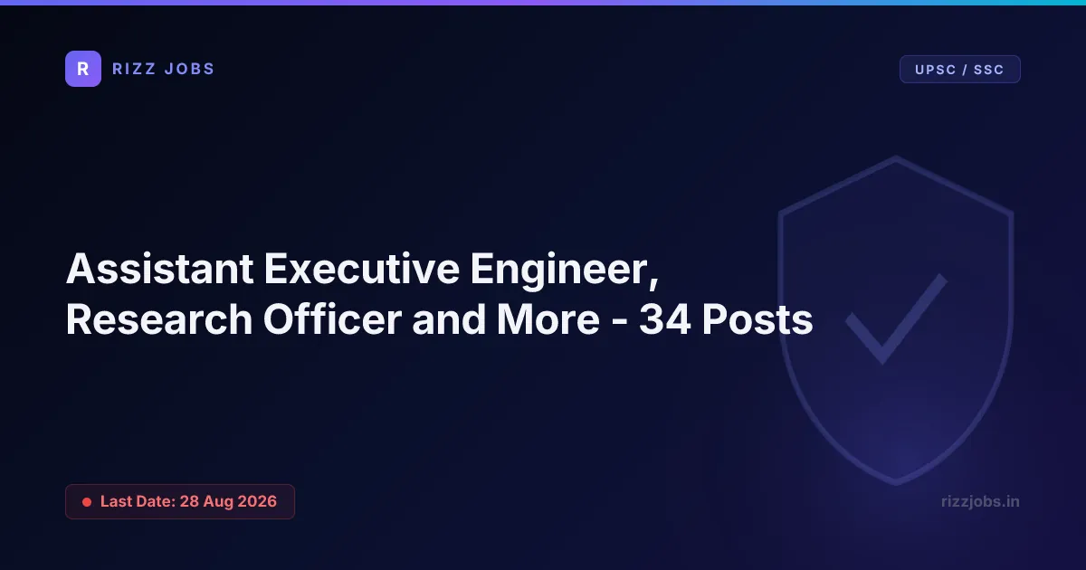 ISRO Assistant Executive Engineer, Research Officer and More – 34 Posts Assistant Executive Engineer, Research Officer and More – 34 Posts - Official Job Notification