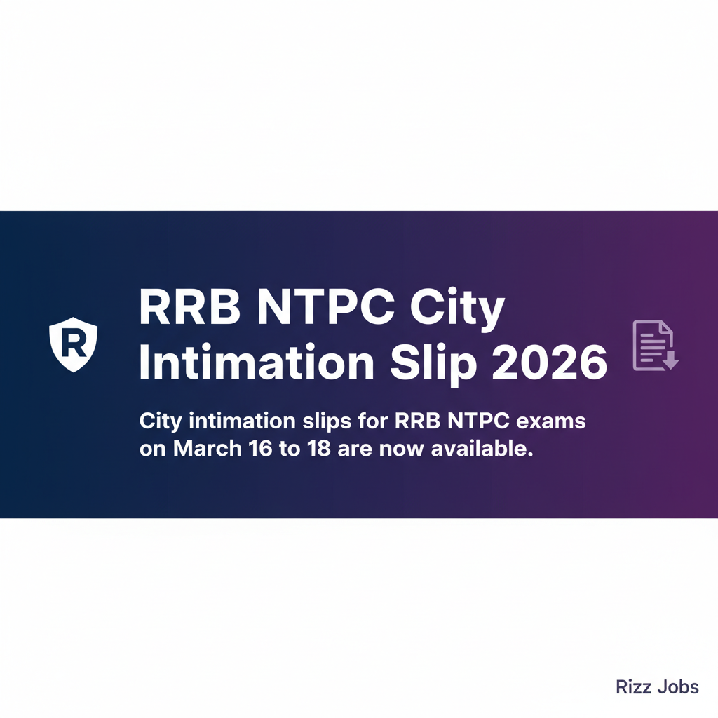RRB NTPC City Intimation Slip 2026 RRB NTPC City Intimation Slip 2026 - Official Job Notification