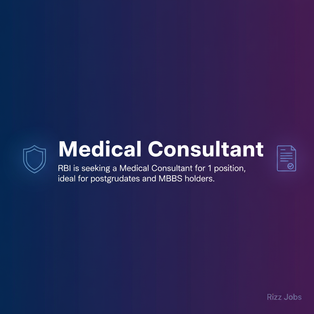 Medical Consultant Medical Consultant - Official Job Notification