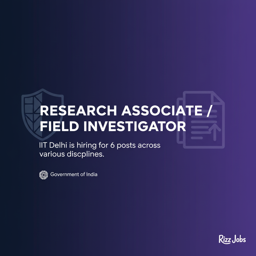 Research Associate / Field Investigator Research Associate / Field Investigator - Official Job Notification