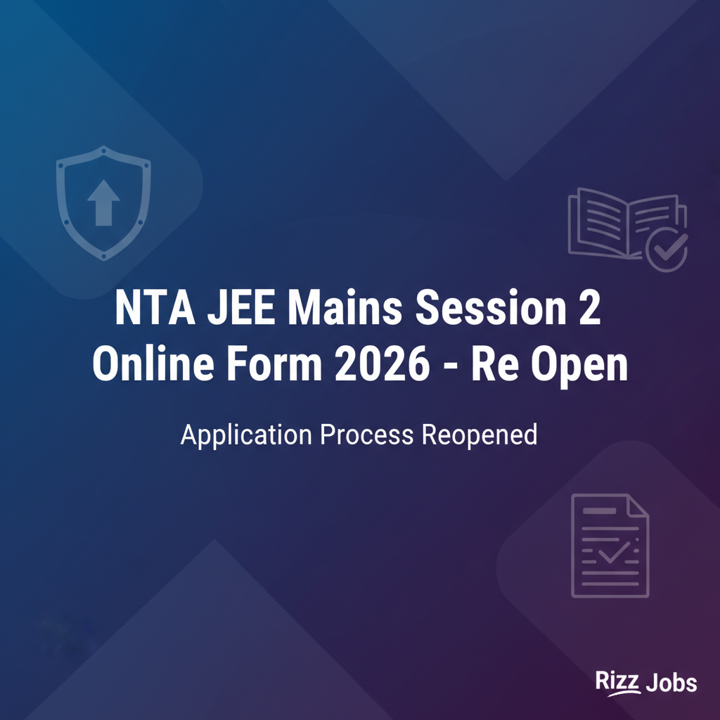 NTA JEE Mains Session 2 Online Form 2026 – Re Open NTA JEE Mains Session 2 Online Form 2026 – Re Open - Official Job Notification