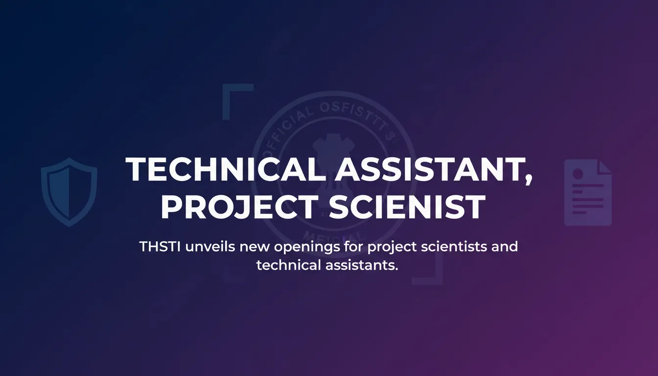 Technical Assistant, Project Scientist - Official Job Notification