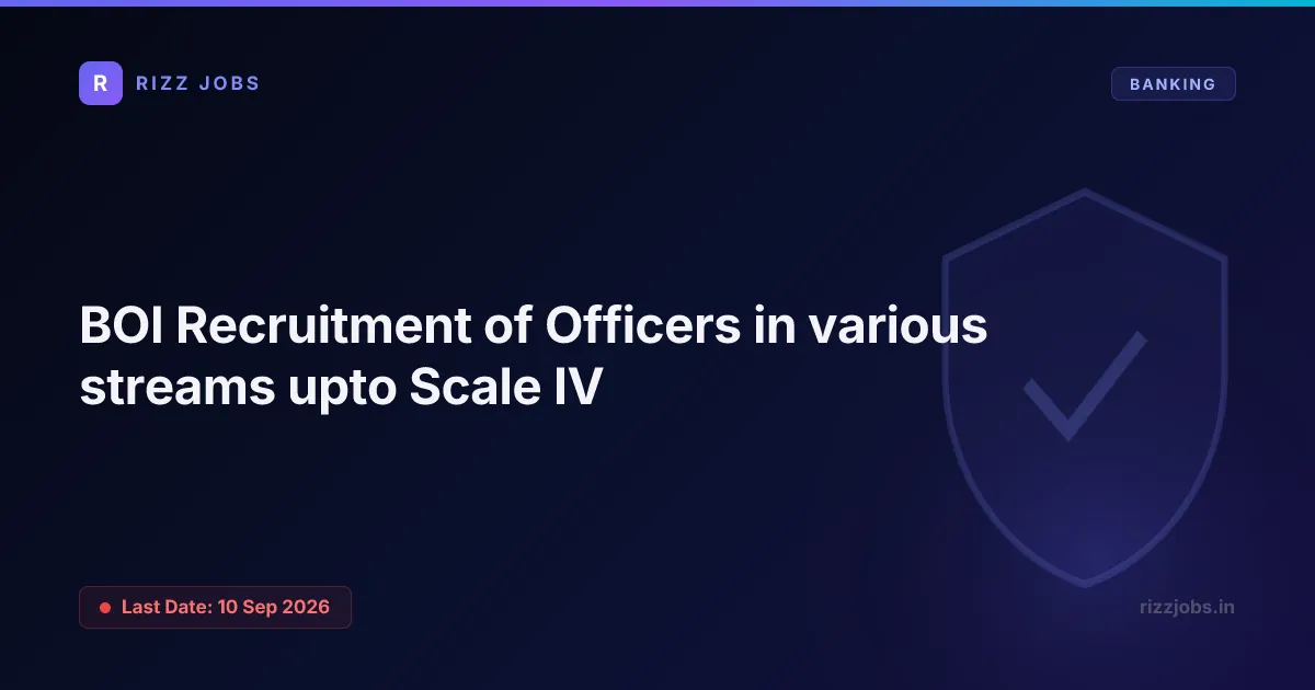 BOI Recruitment of Officers in various streams upto Scale IV BOI Recruitment of Officers in various streams upto Scale IV - Official Job Notification
