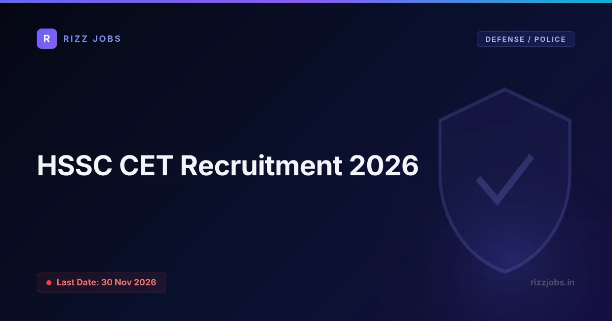 HSSC CET Recruitment 2026 - Official Job Notification