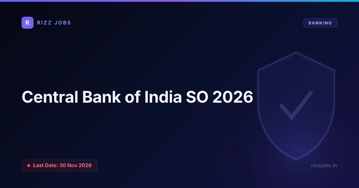 Central Bank of India SO 2026 - Official Job Notification