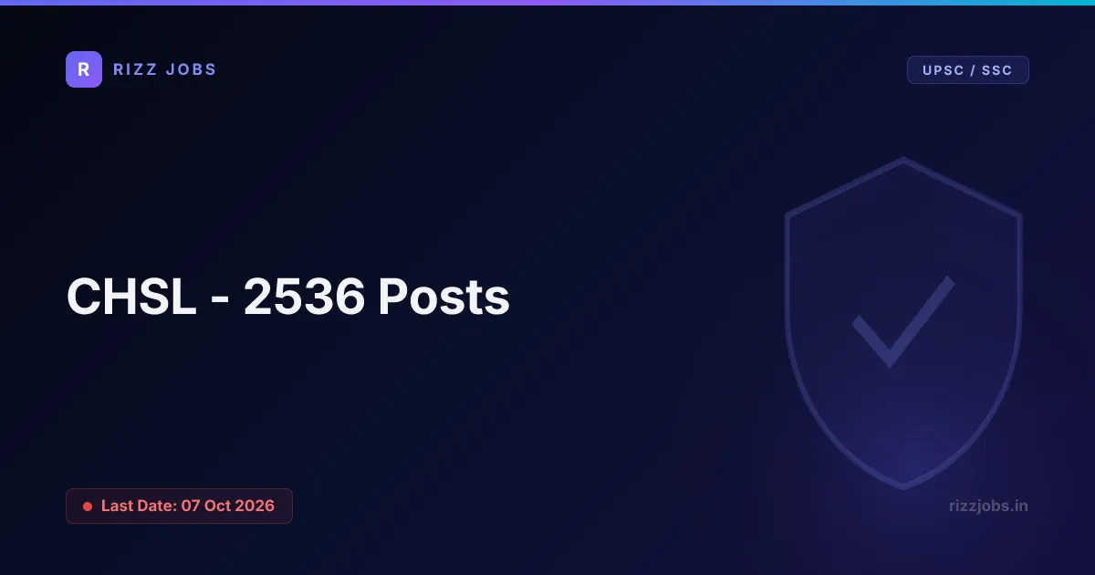 CHSL - 2536 Posts CHSL - 2536 Posts - Official Job Notification