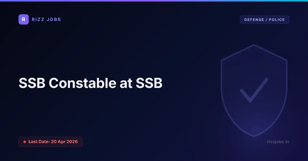 SSB Constable at SSB - Official Job Notification