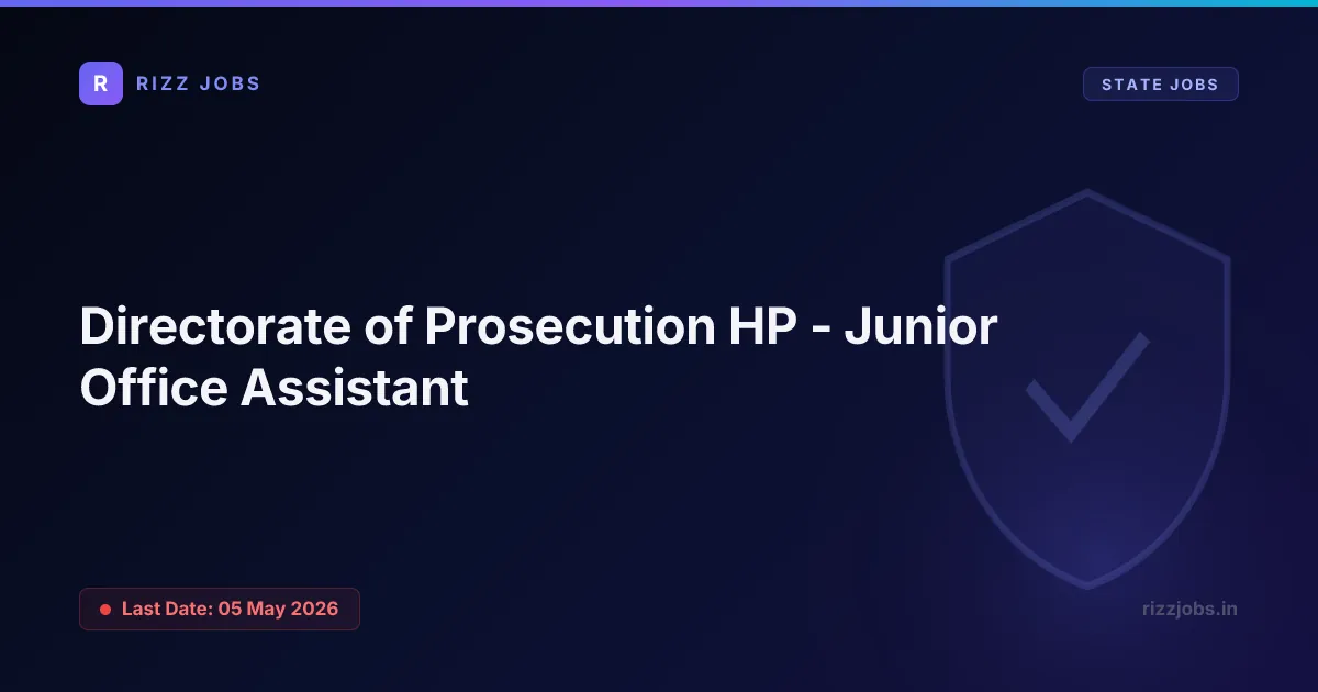 Directorate of Prosecution HP - Junior Office Assistant - Official Job Notification