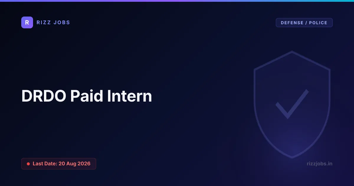 DRDO Paid Intern - Official Job Notification