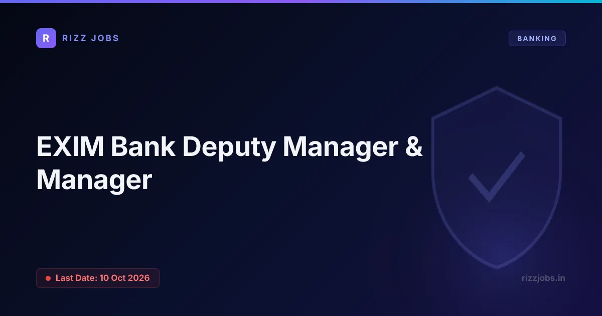 EXIM Bank Deputy Manager & Manager - Official Job Notification