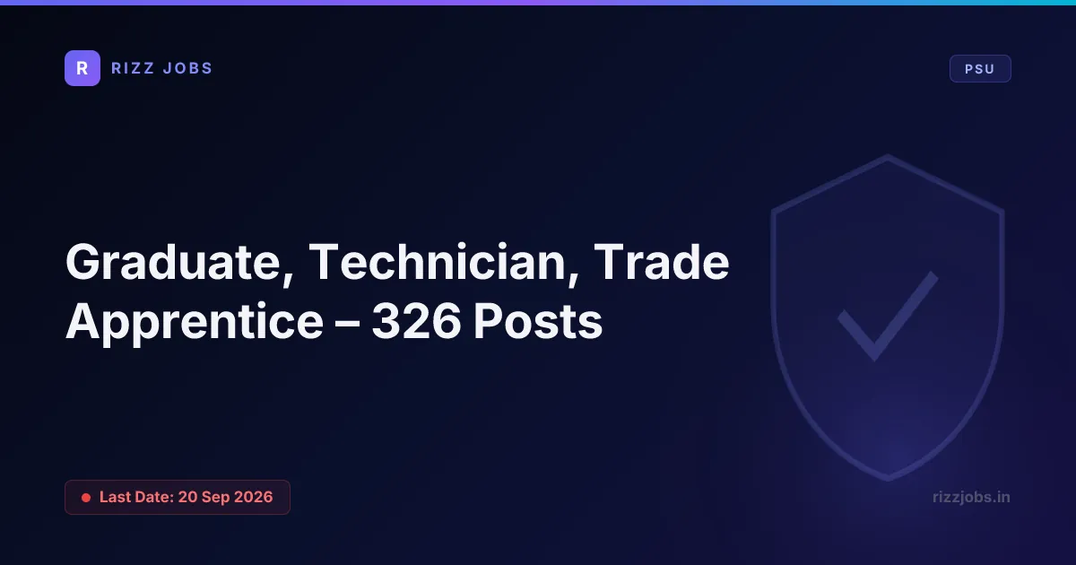 IOCL Technician, Graduate, and Trade Apprentice – 433 Posts Graduate, Technician, Trade Apprentice – 326 Posts - Official Job Notification