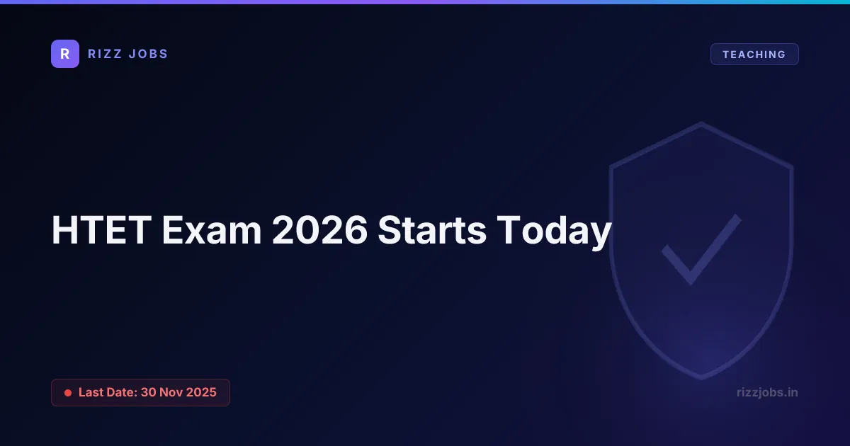 HTET Exam 2026 Starts Today - Official Job Notification