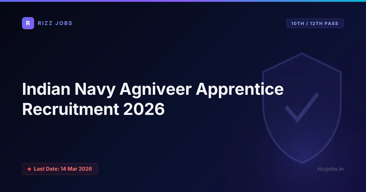 Indian Navy Agniveer Apprentice Recruitment 2026 Indian Navy Agniveer Apprentice Recruitment 2026 - Official Job Notification