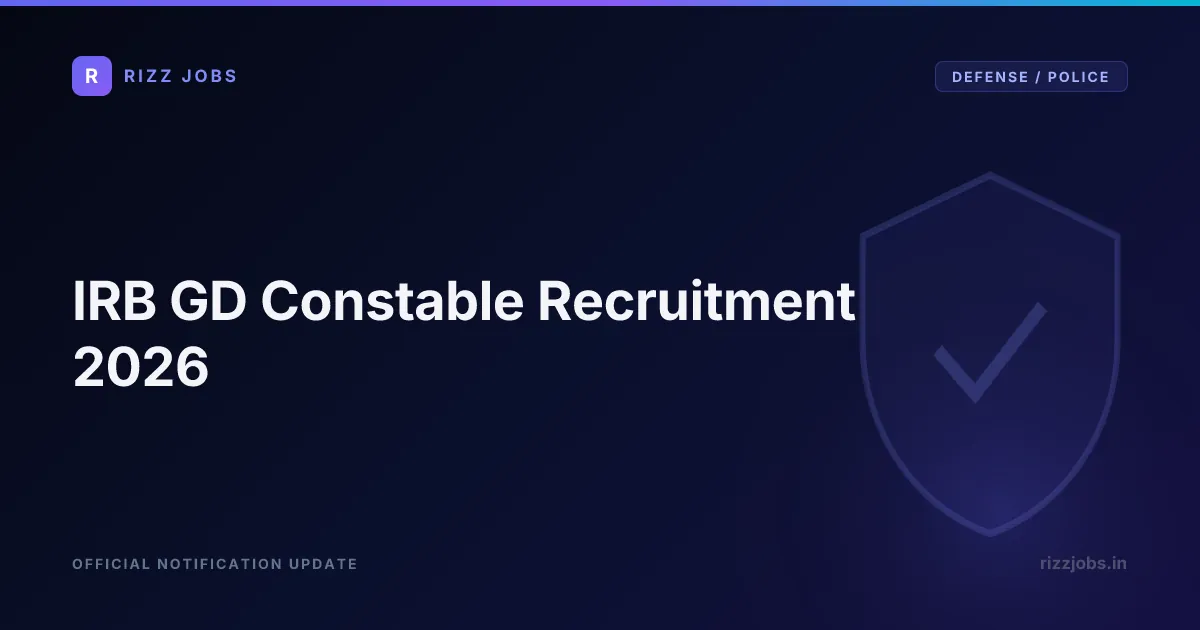 IRB GD Constable Recruitment 2026 - Official Job Notification