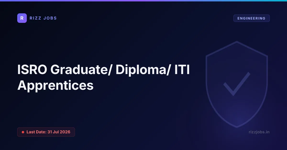 ISRO Graduate/ Diploma/ ITI Apprentices – 140 Posts ISRO Graduate/ Diploma/ ITI Apprentices - Official Job Notification