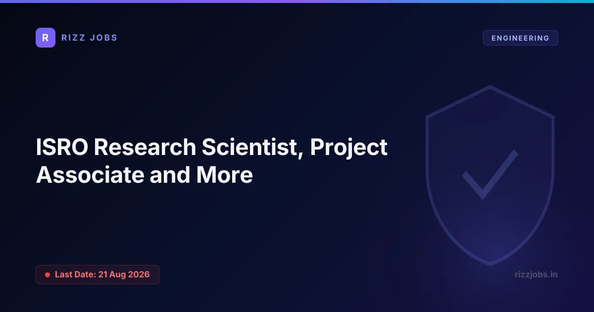 ISRO Research Scientist, Project Associate and More - Official Job Notification