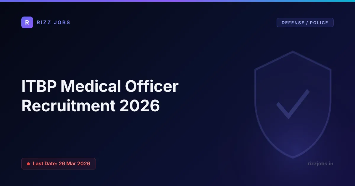 ITBP Medical Officer Recruitment 2026 - Official Job Notification