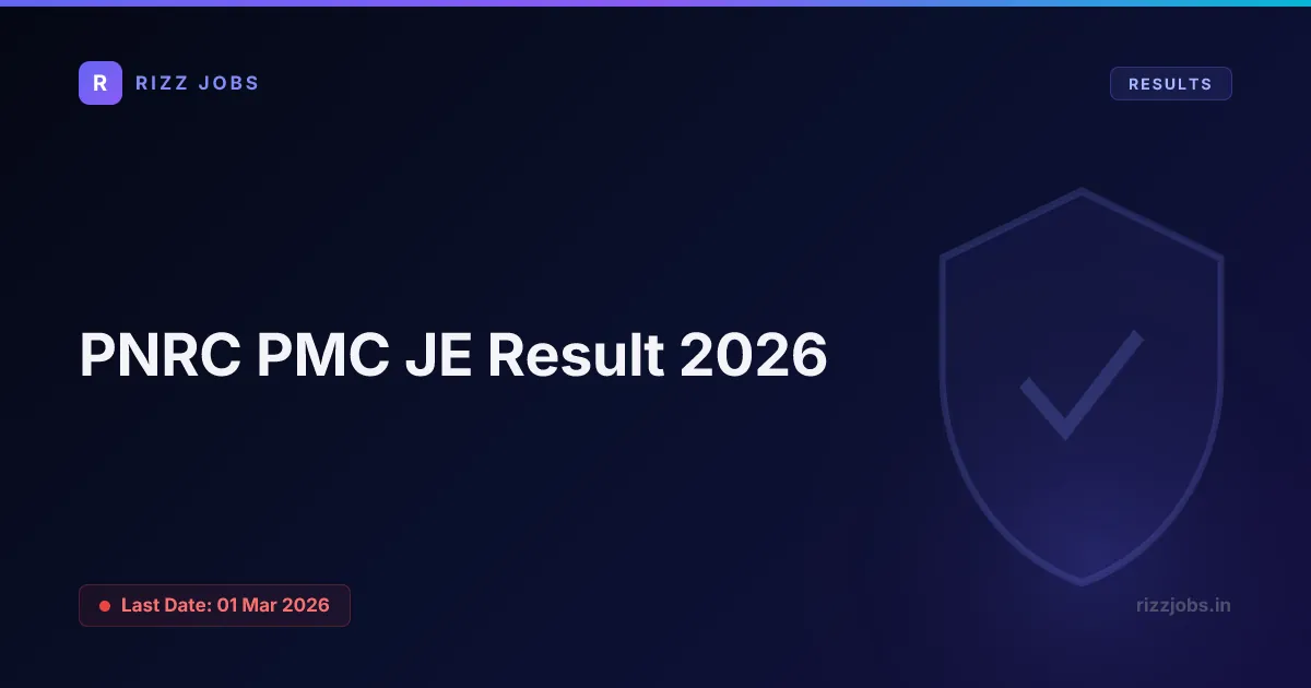PNRC PMC JE Result 2026 - Official Job Notification