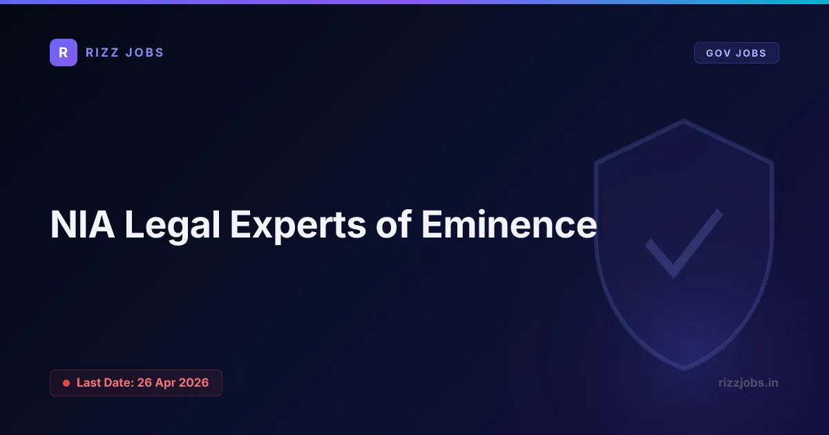 NIA Legal Experts of Eminence NIA Legal Experts of Eminence - Official Job Notification