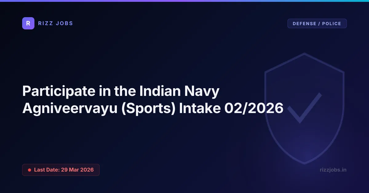 Participate in the Indian Navy Agniveervayu (Sports) Intake 02/2026 - Official Job Notification