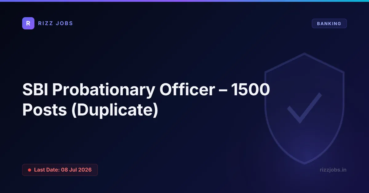SBI Probationary Officer – 1500 Posts (Duplicate) - Official Job Notification