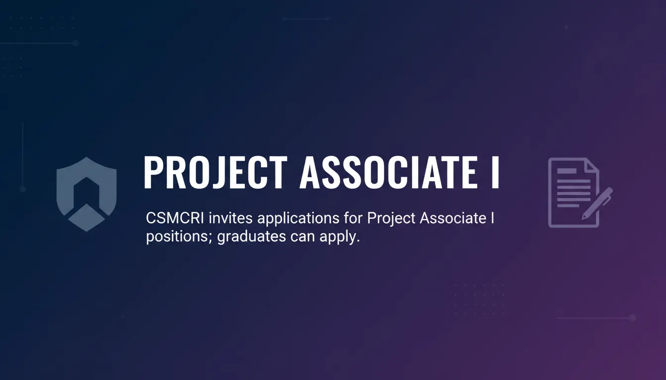 Project Associate I - Official Job Notification