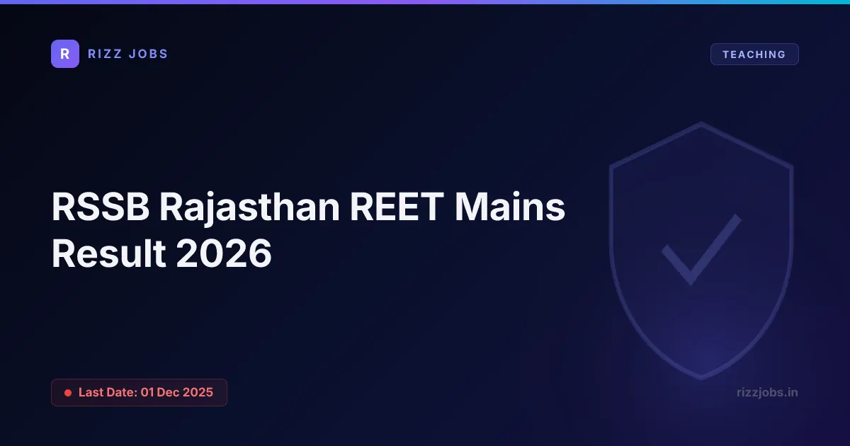 RSSB Rajasthan REET Mains Result 2026 - Official Job Notification