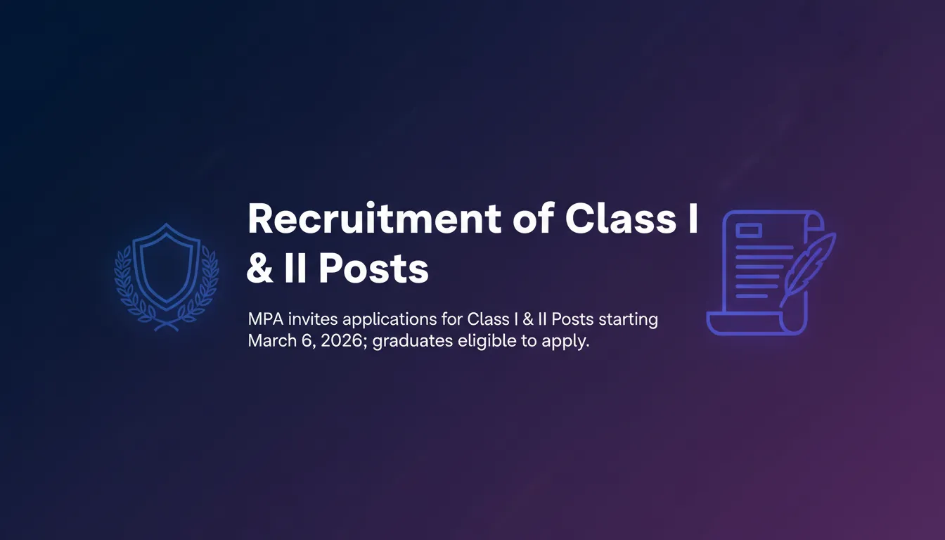 Recruitment of Class I & II Posts - Official Job Notification