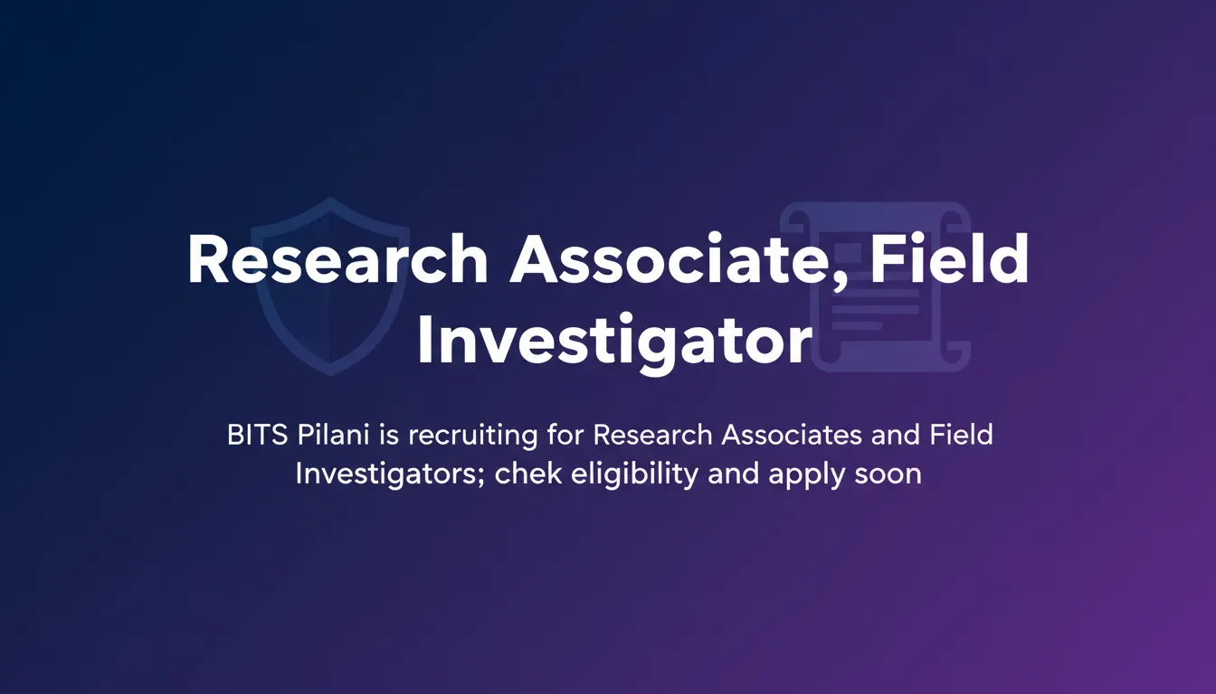 Research Associate, Field Investigator - Official Job Notification