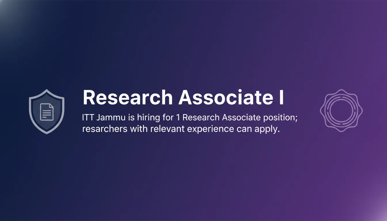 Research Associate I - Official Job Notification