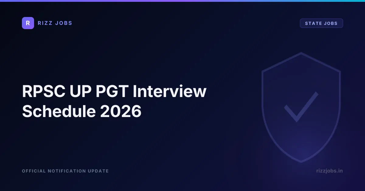 RPSC UP PGT Interview Schedule 2026 - Official Job Notification