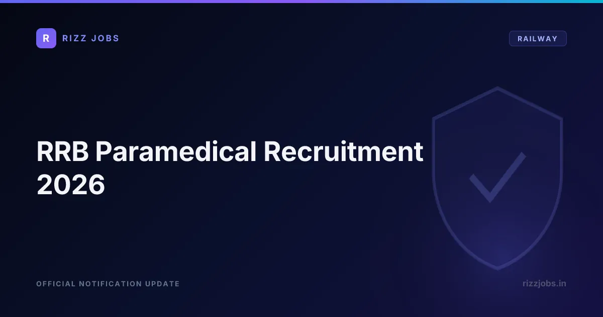 RRB Paramedical Recruitment 2026 - Official Job Notification
