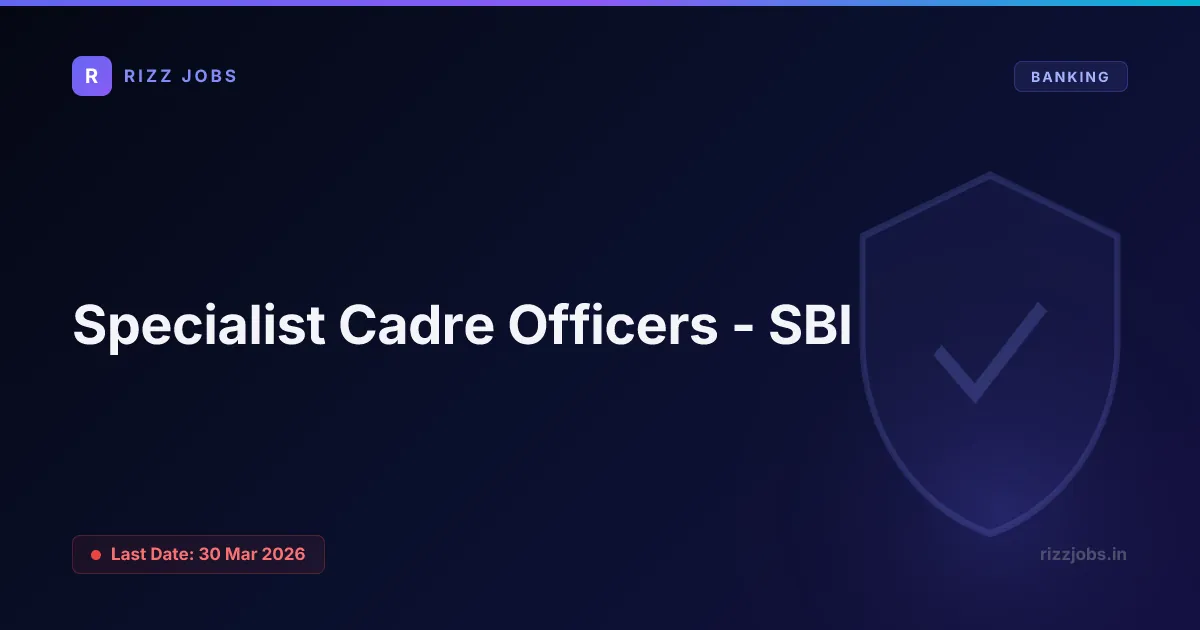 Specialist Cadre Officers - SBI - Official Job Notification