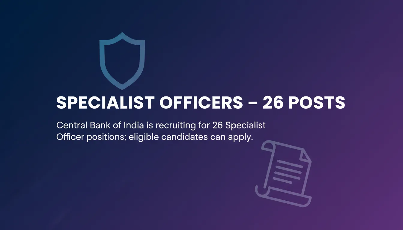 Specialist Officers – 26 Posts Specialist Officers – 26 Posts - Official Job Notification