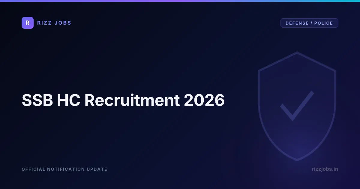 SSB HC Recruitment 2026 - Official Job Notification