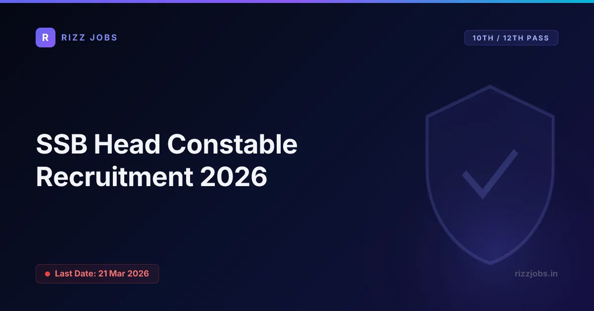 SSB Head Constable Recruitment 2026 - Official Job Notification