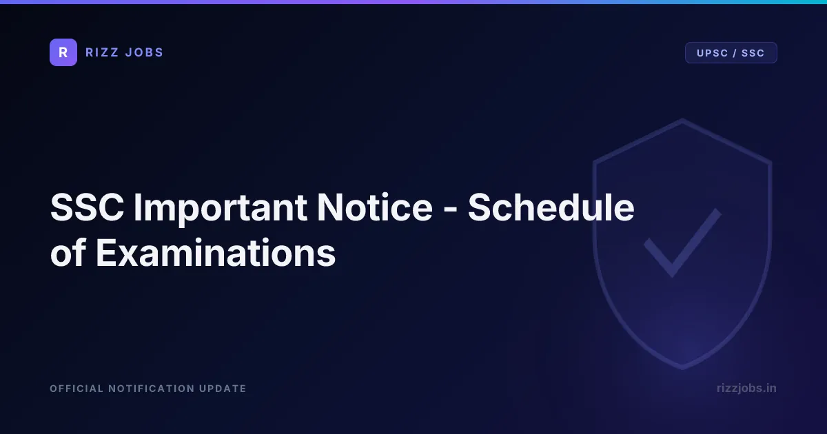 SSC Important Notice - Schedule of Examinations - Official Job Notification