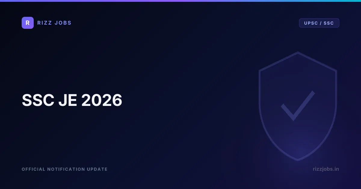 SSC JE 2026 - Official Job Notification