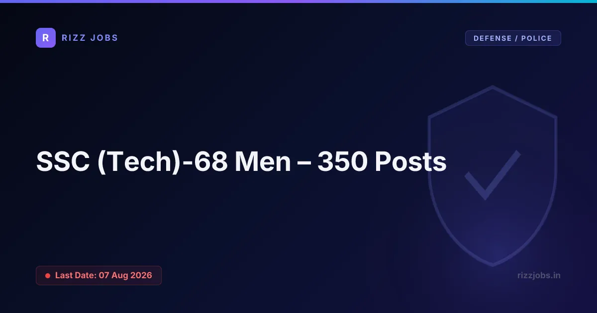 SSC (Tech)-68 Men – 350 Posts SSC (Tech)-68 Men – 350 Posts - Official Job Notification