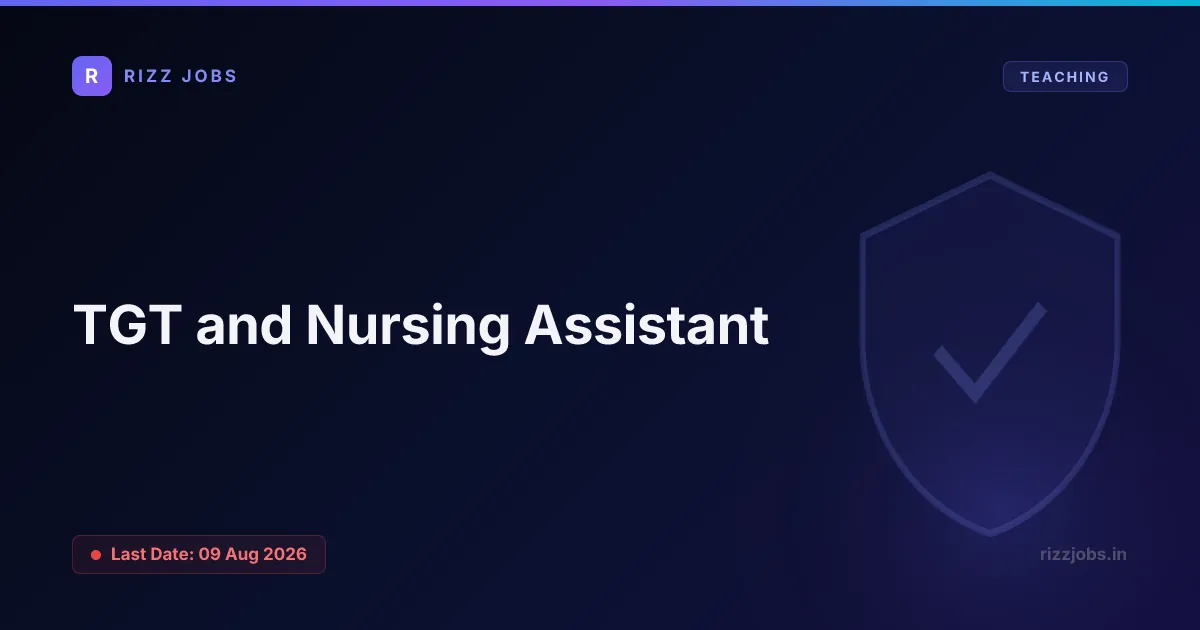 Indian Army Nursing Assistant TGT and Nursing Assistant - Official Job Notification