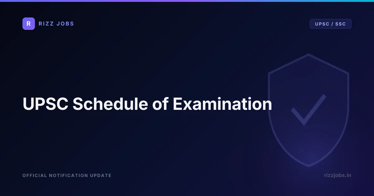 UPSC Schedule of Examination UPSC Schedule of Examination - Official Job Notification