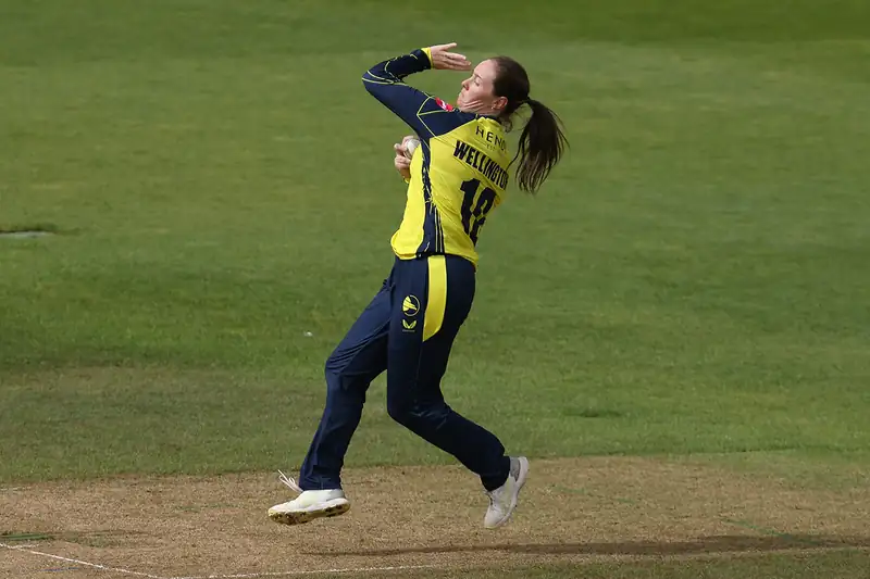 Amanda-Jade Wellington celebrating a hat-trick in cricket