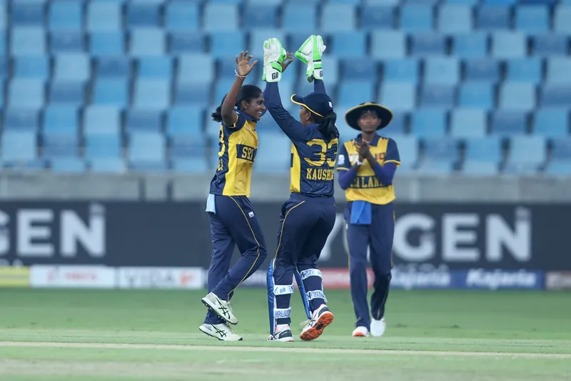 Chamari Athapaththu celebrating a wicket during a cricket match