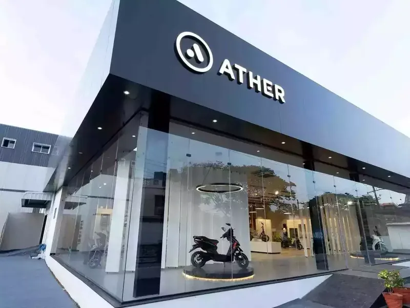 Ather Energy electric scooter on display