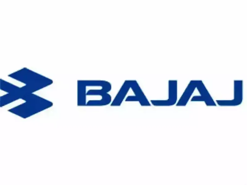 Bajaj Auto logo with stock market graph in background