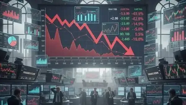 Stock market graph showing a downward trend