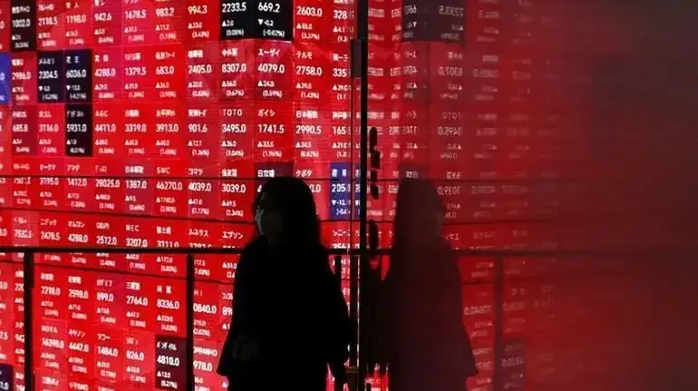 Stock market graph showing decline in Asian indices